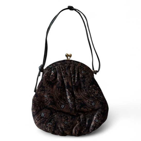 Vintage Harry Levine Velvet Paisley Kisslock Shoulder Bag Gothic Victorian Boho - Picture 2 of 8